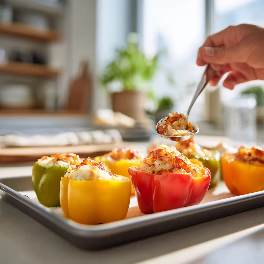 Stuffed Bell Pepper Without Rice Offers 4 Guilt-free Meals Full Of Warmth 2 Hand preparing stuffed bell pepper without rice