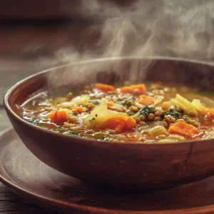 cabbage fat-burning soup in a rustic bowl
