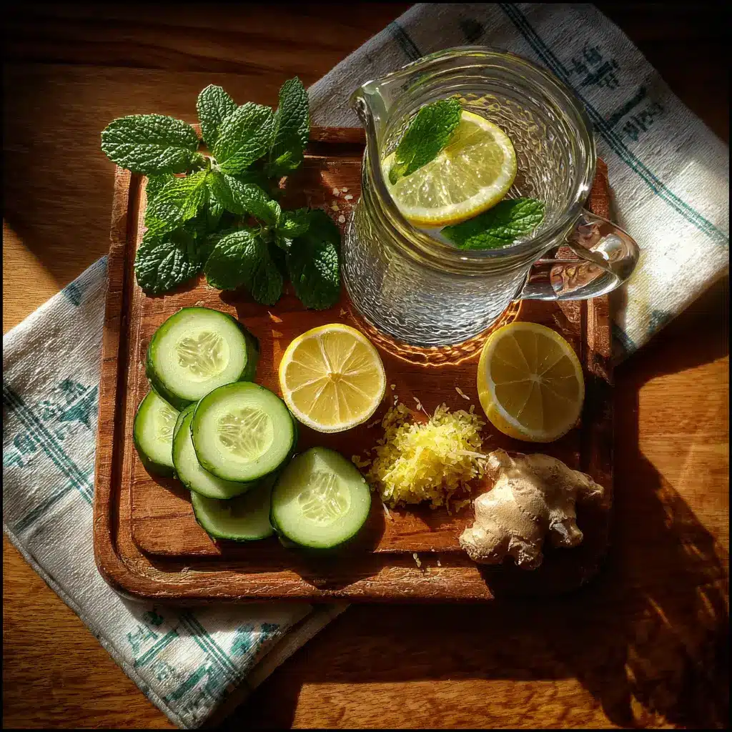 Cucumber Lemon Ginger Water: 14-Calorie Slimming Secret You’ll Love 3 Ingredients for cucumber lemon ginger water detox