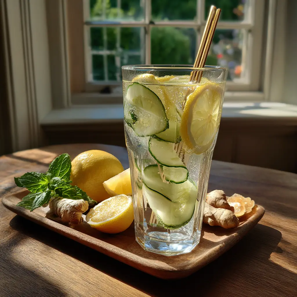Cucumber Lemon Ginger Water: 14-Calorie Slimming Secret You’ll Love 2 Detox water served with cucumber and lemon