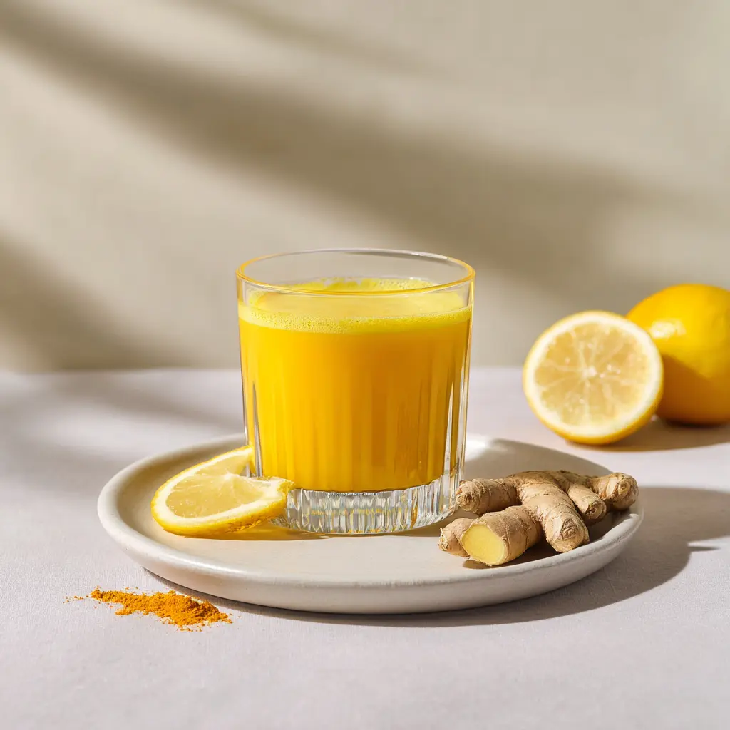 Lemon Ginger Turmeric Powder Shot Recipe For Weight Loss: 45-Calorie Belly-Fire Booster You’ll Love 5 Served lemon ginger turmeric powder shot