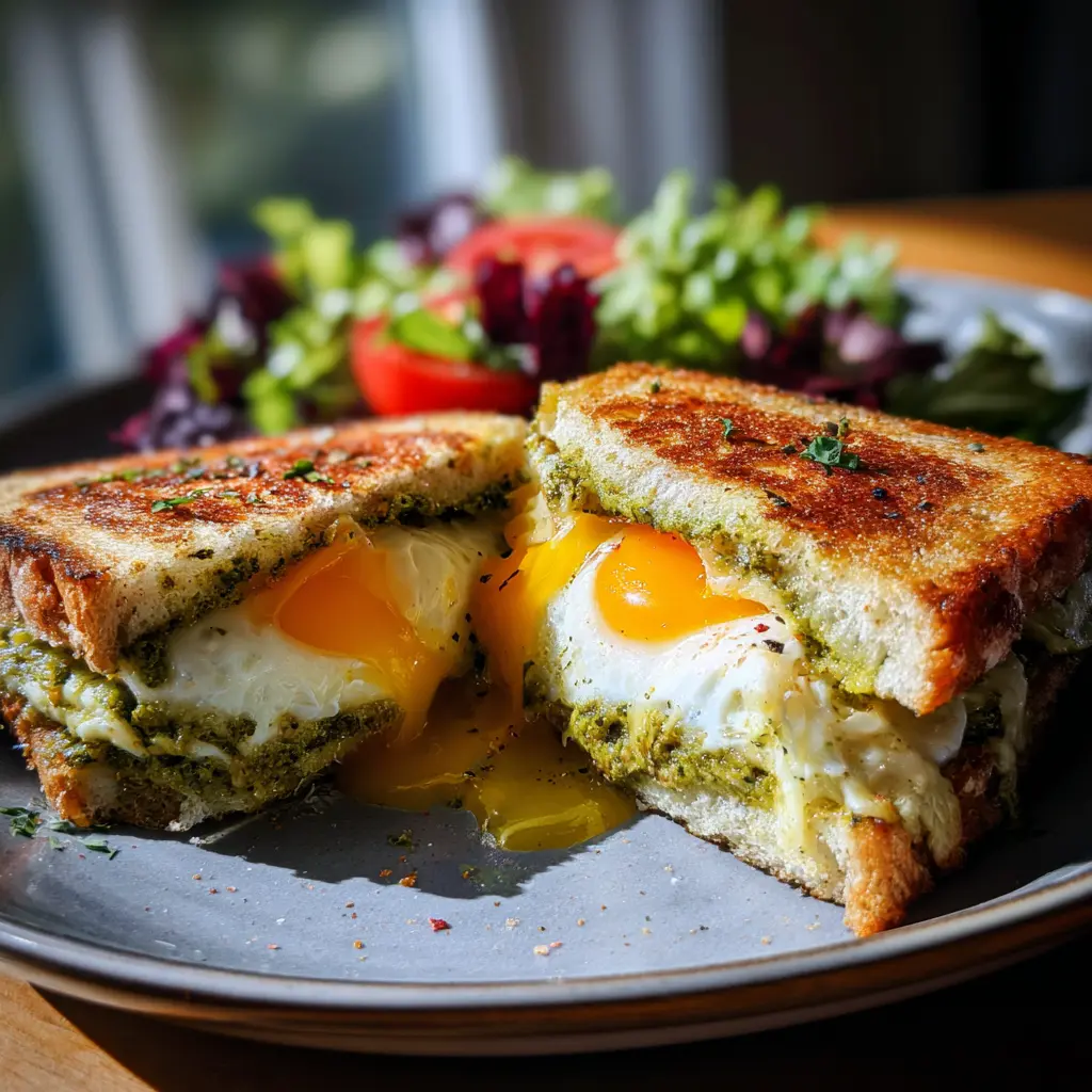 Pesto Breakfast Sandwich: A Vibrant 10-Minute Ritual to Energize Your Morning 4 Spreading pesto on toasted bread for a breakfast sandwich