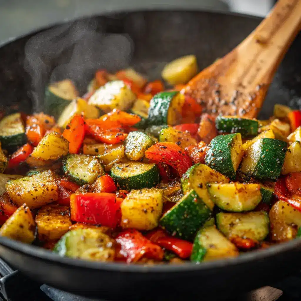 Zucchini Bell Pepper Recipe: 4 Refreshing Twists to Elevate Energy 2 Zucchini bell pepper stir fry cooking in skillet