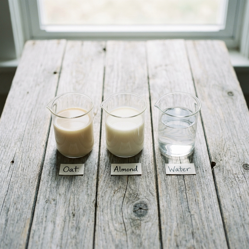 Lactose Free Pancakes Recipe — Fluffy & Dairy-Free 4 Comparison of oat milk, almond milk, and water for lactose free pancake batter.