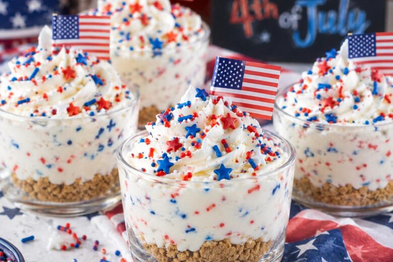 Photo of No Bake Cheesecake Desserts 4th of July: Funfetti Cheesecake (no bake cheesecake desserts 4th of july): the finished no bake cheesecake desserts 4th of july